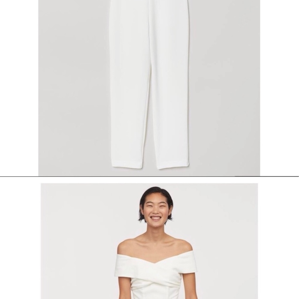 White/cream off the shoulder jumpsuit